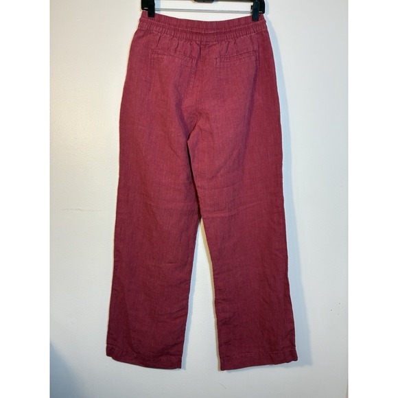 Athleta Retreat Linen Wide Leg Pant Sz 6 Tall CoffeeBerry Beach Coastal Pull On - Picture 5 of 13